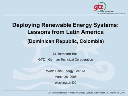 Deploying Renewable Energy Systems: Lessons from Latin America