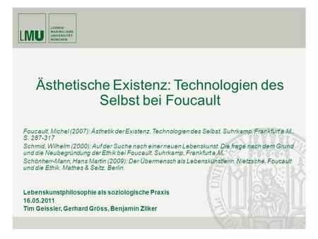 Ästhetische Existenz: Technologien des Selbst bei Foucault