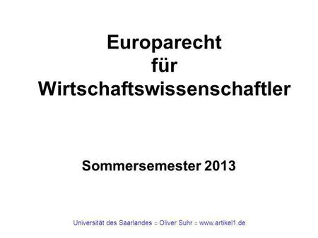 Europarecht für Wirtschaftswissenschaftler