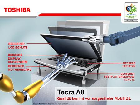 Tecra A8 Qualität kommt vor sorgenfreier Mobilität.