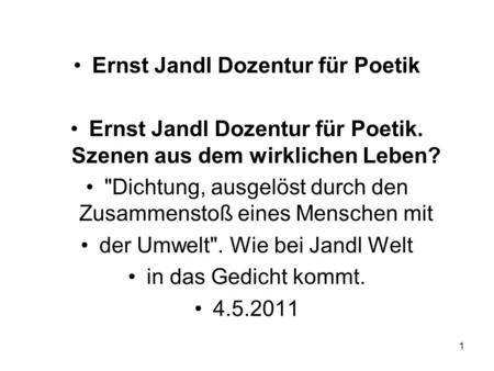 Ernst Jandl Dozentur für Poetik