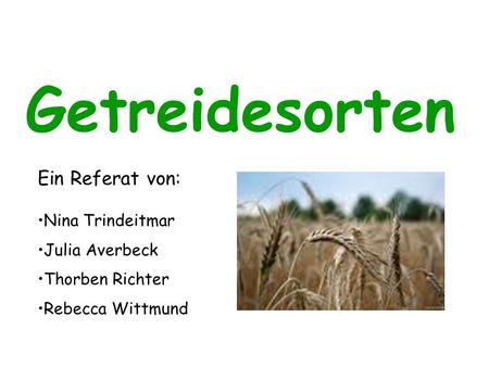 Getreidesorten Ein Referat von: Nina Trindeitmar Julia Averbeck