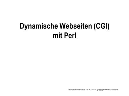 Dynamische Webseiten (CGI) mit Perl