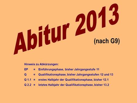 Abitur 2013 (nach G9) Hinweis zu Abkürzungen: