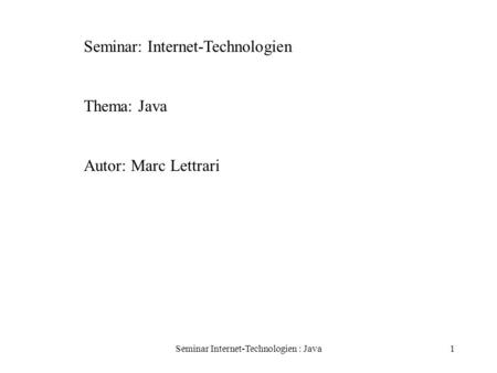 Seminar Internet-Technologien : Java