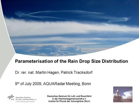 Parameterisation of the Rain Drop Size Distribution Dr. rer. nat