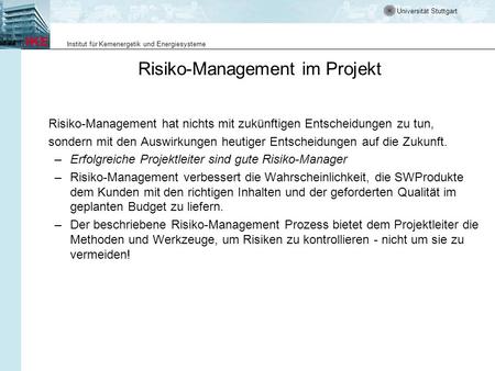 Risiko-Management im Projekt