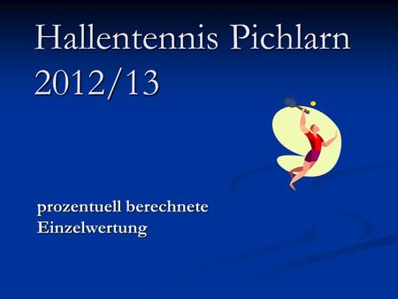 Hallentennis Pichlarn 2012/13 prozentuell berechnete Einzelwertung.