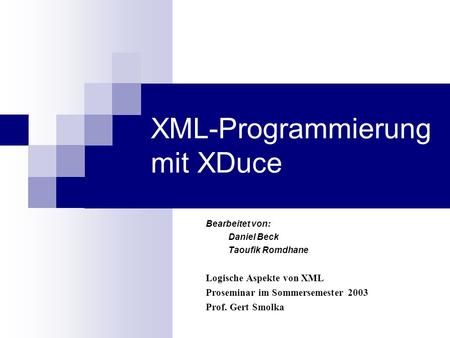 XML-Programmierung mit XDuce