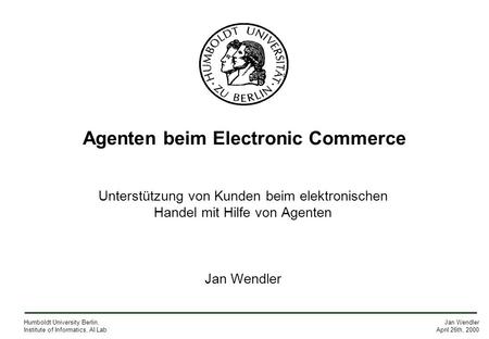 Agenten beim Electronic Commerce