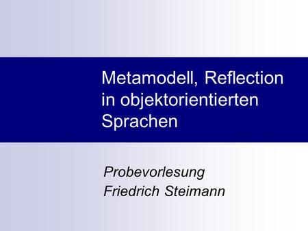Metamodell, Reflection in objektorientierten Sprachen