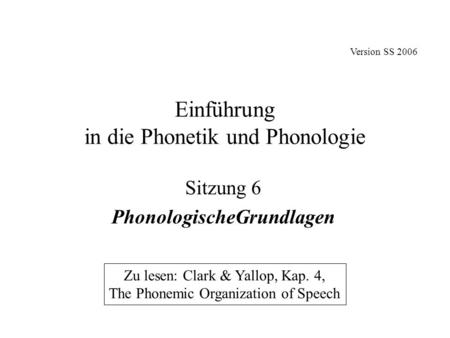 Einführung in die Phonetik und Phonologie
