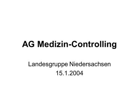 AG Medizin-Controlling