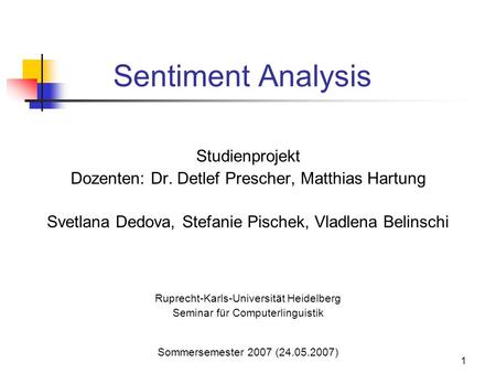Sentiment Analysis Studienprojekt