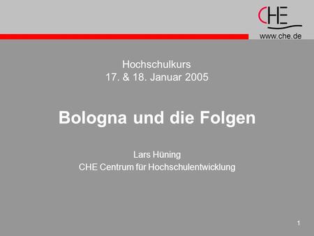 Lars Hüning CHE Centrum für Hochschulentwicklung