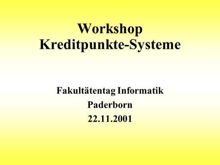 Workshop Kreditpunkte-Systeme