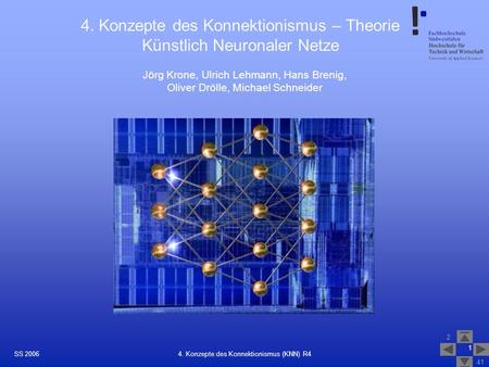 4. Konzepte des Konnektionismus – Theorie Künstlich Neuronaler Netze