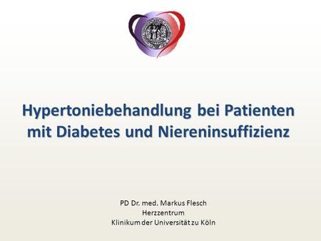 Hypertoniebehandlung bei Patienten mit Diabetes und Niereninsuffizienz