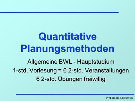 Quantitative Planungsmethoden
