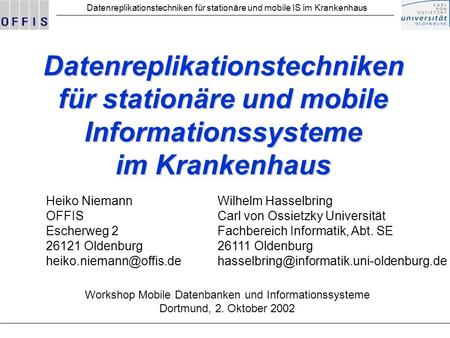 Workshop Mobile Datenbanken und Informationssysteme