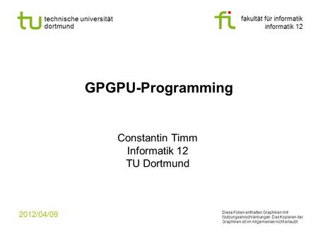Constantin Timm Informatik 12 TU Dortmund
