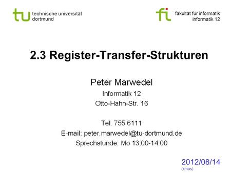 2.3 Register-Transfer-Strukturen