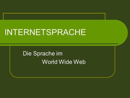 Die Sprache im World Wide Web