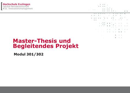 Master-Thesis und Begleitendes Projekt