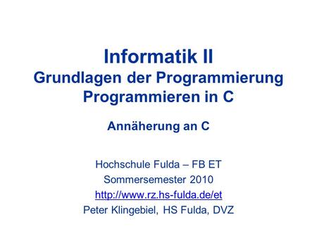 Hochschule Fulda – FB ET Sommersemester 2010 