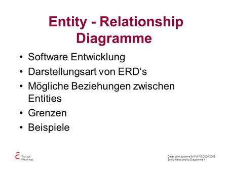 Entity - Relationship Diagramme