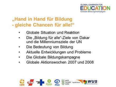 „Hand in Hand für Bildung - gleiche Chancen für alle!“