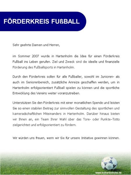 FÖRDERKREIS FUßBALL www.tushartenholm.de.