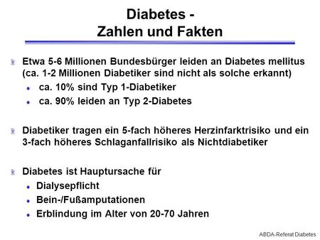 Diabetes - Zahlen und Fakten