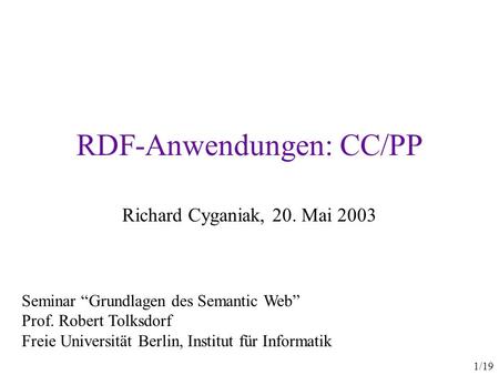 RDF-Anwendungen: CC/PP