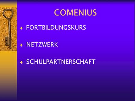 COMENIUS FORTBILDUNGSKURS NETZWERK SCHULPARTNERSCHAFT.