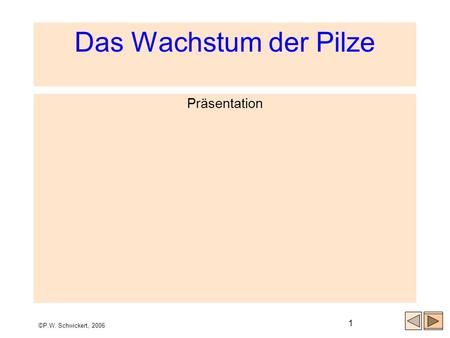 Das Wachstum der Pilze Präsentation ©P.W. Schwickert, 2006.