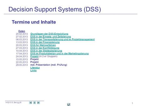 Decision Support Systems (DSS)