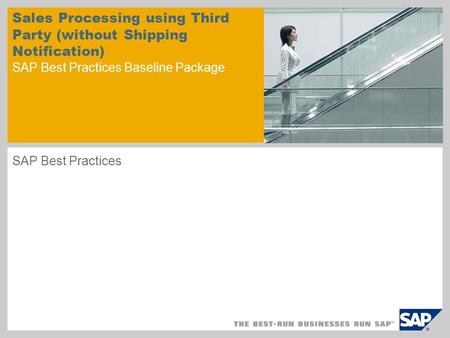Sales Processing using Third Party (without Shipping Notification) SAP Best Practices Baseline Package SAP Best Practices.