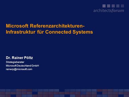 Microsoft Referenzarchitekturen- Infrastruktur für Connected Systems