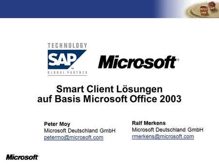 Smart Client Lösungen auf Basis Microsoft Office 2003