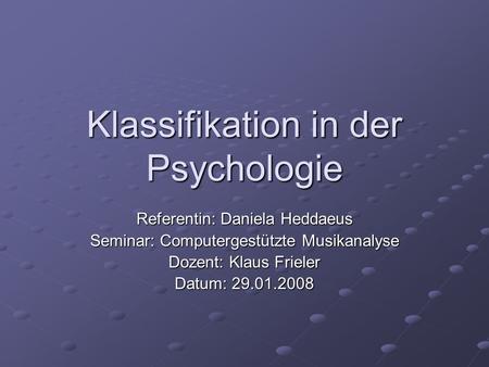 Klassifikation in der Psychologie
