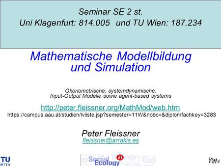 Seminar SE 2 st. Uni Klagenfurt: und TU Wien: 187