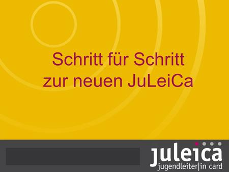 Schritt für Schritt zur neuen JuLeiCa. www.juleica.de aufrufen.