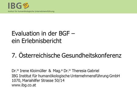 Evaluation in der BGF – ein Erlebnisbericht 7