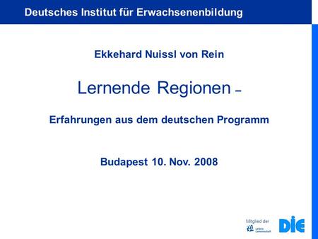 Ekkehard Nuissl von Rein Erfahrungen aus dem deutschen Programm