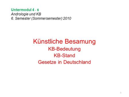 Untermodul Andrologie und KB 6. Semester (Sommersemester) 2010