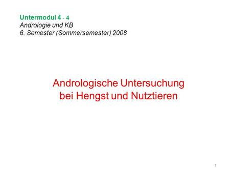 Untermodul Andrologie und KB 6. Semester (Sommersemester) 2008