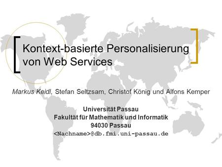 Kontext-basierte Personalisierung von Web Services
