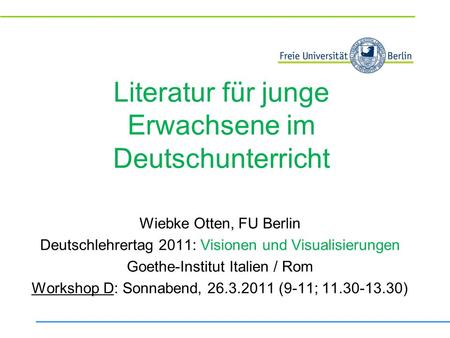 Literatur für junge Erwachsene im Deutschunterricht