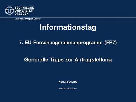 Informationstag 7. EU-Forschungsrahmenprogramm (FP7)